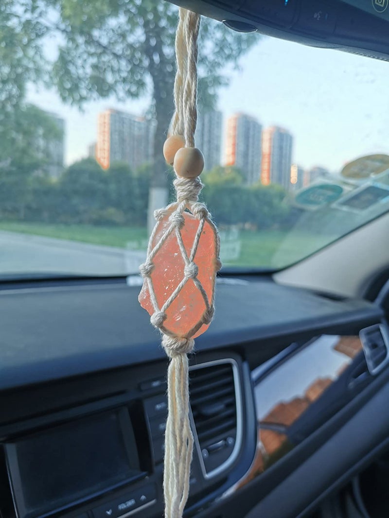Persofine Handmade Himalayan Salt Car Rearview Mirror Pendant Car Decoration Hanging Ornaments for You - Image 1